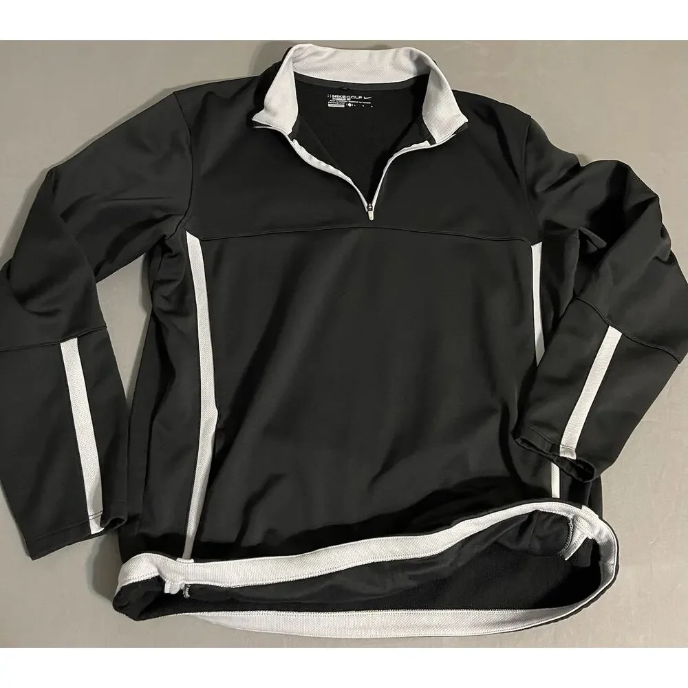 Nike Golf Therma-FIT 1/4 Zip Pullover Black White Men’s Large Excellent